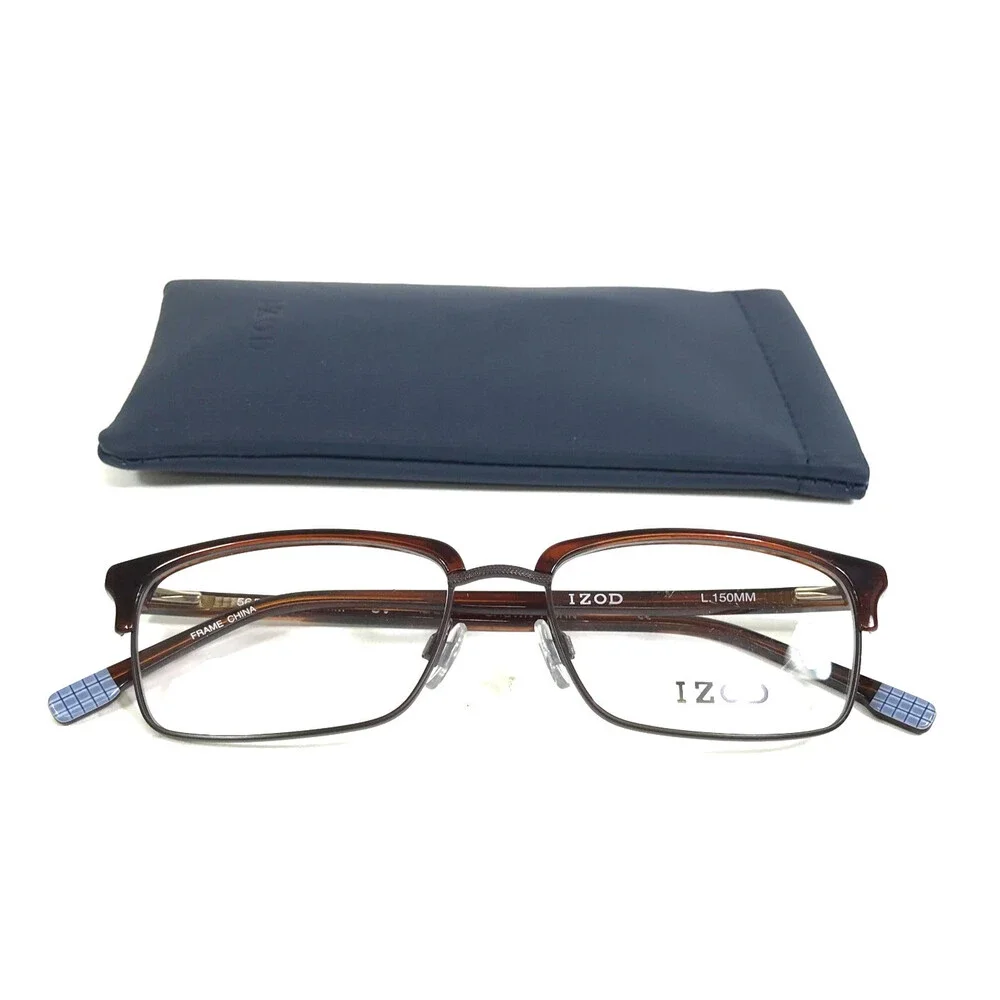IZOD Eyeglasses Frames IZ2091 BROWN HORN Rectangle Full Rim 56-17-150